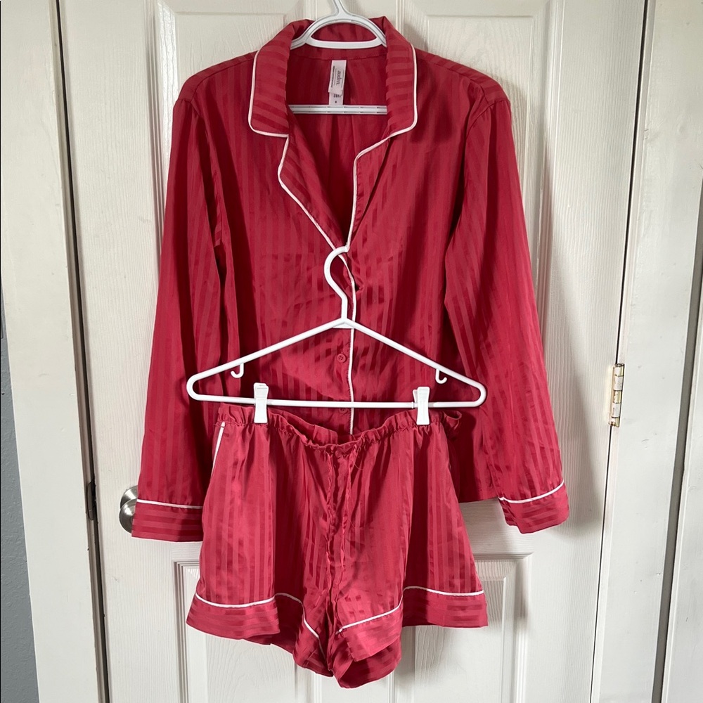 Auden Target Pink Satin Striped PJ Sleepwear Set Size Medium